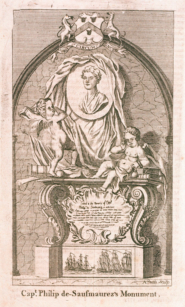 Detail of Captain Philip de Sausmaurez's monument by A. Smith