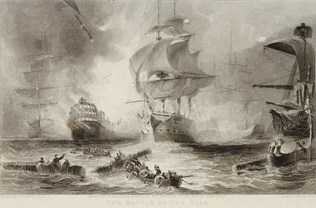 Detail of The Battle of the Nile, 1798 by George Arnald