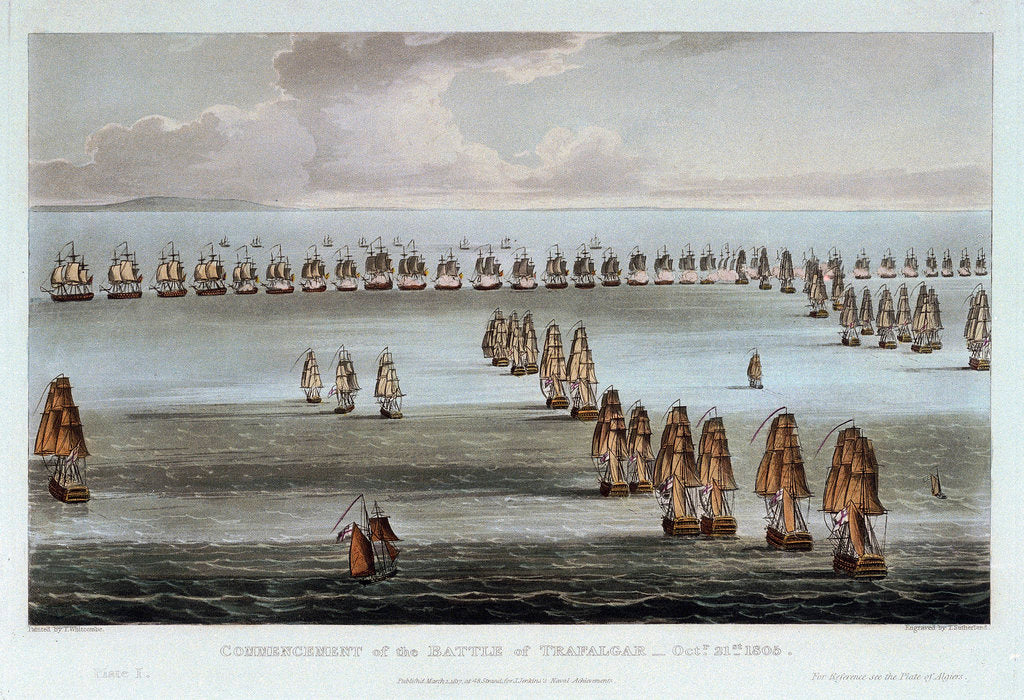 Detail of Commencement of the Battle of Trafalgar, 21 October 1805 by Thomas Whitcombe