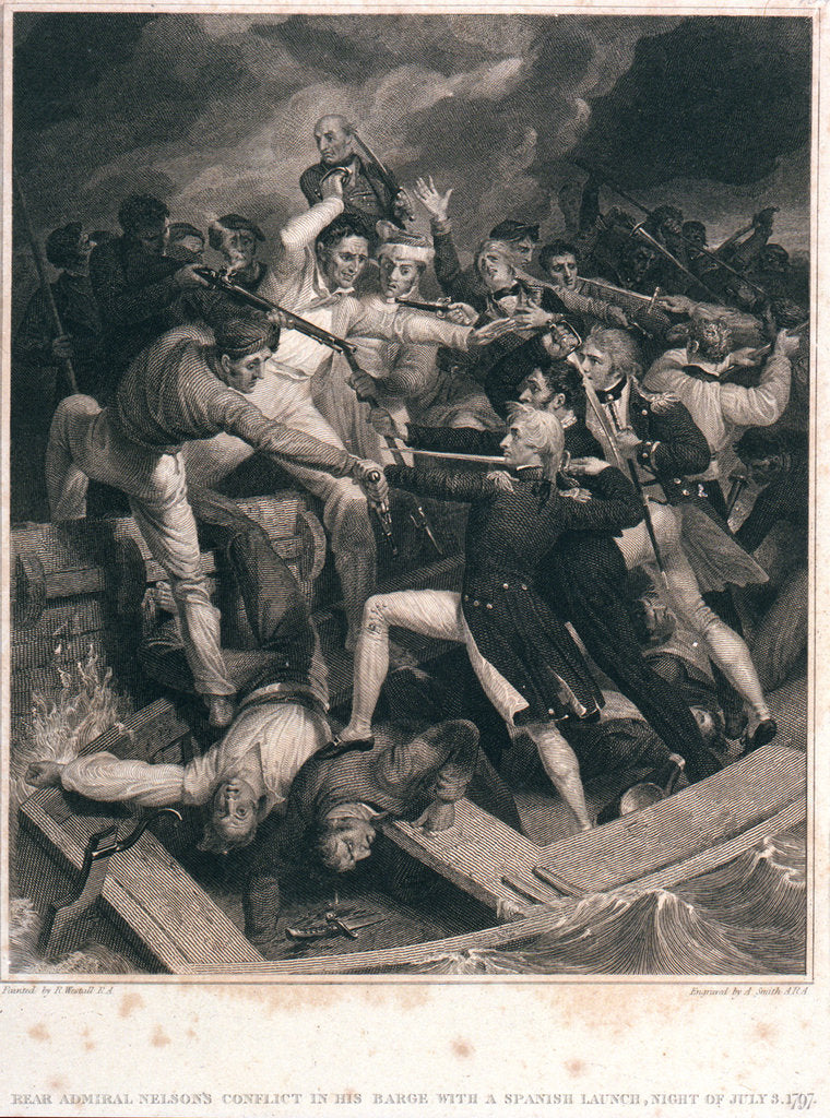 Detail of Rear Admiral Nelson's conflict In His Barge with a Spanish Launch Night of July 3 1797 by Richard Westall