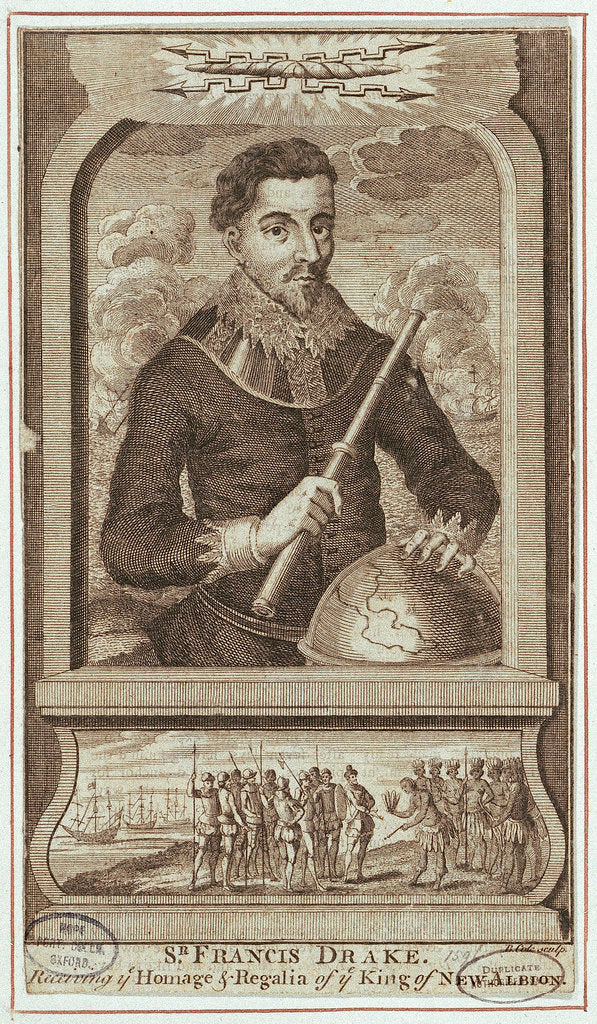 Detail of Sir Francis Drake (1540-1596) by B. Cole