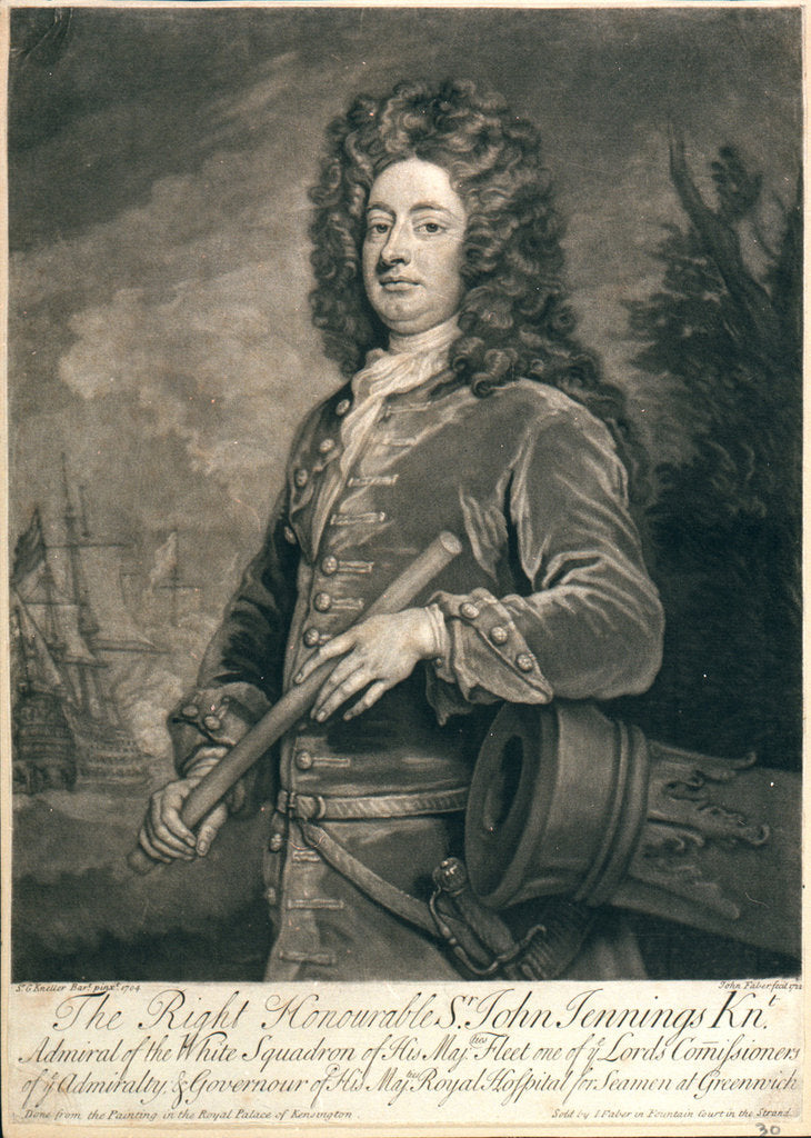 Detail of Admiral Sir John Jennings (1664-1743) by Godfrey Kneller