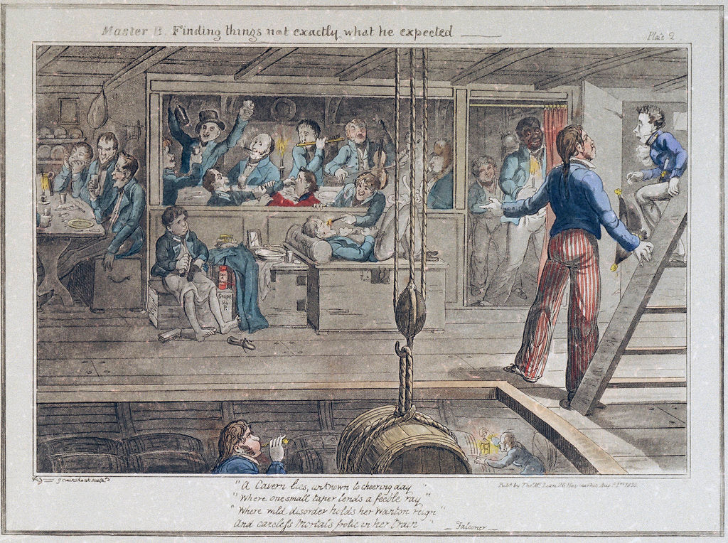 Detail of Midshipman Blockhead, Master B finding things not exactly what he expected by George Cruikshank