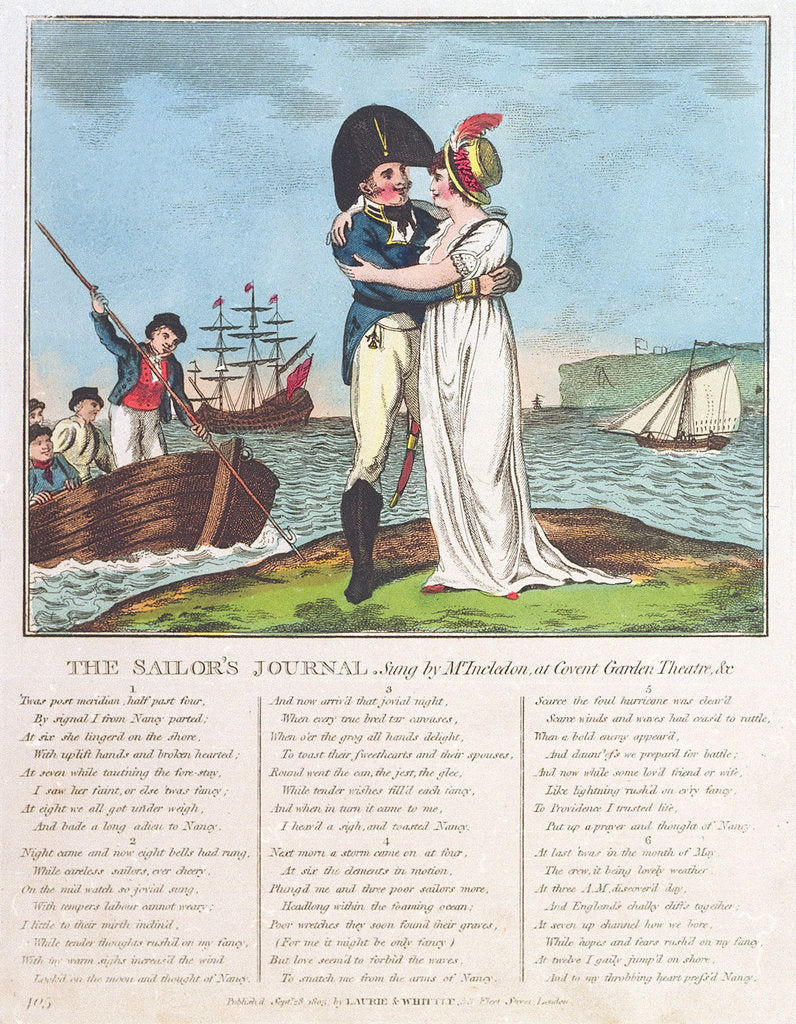 Detail of The Sailor's Journal. Sung by Mr Incledon at Covent Garden Theatre, &c by Robert Laurie & James Whittle
