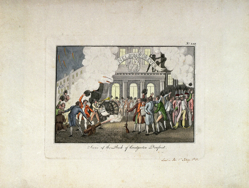 Detail of Scene at the Back of Covent garten Bow street by unknown
