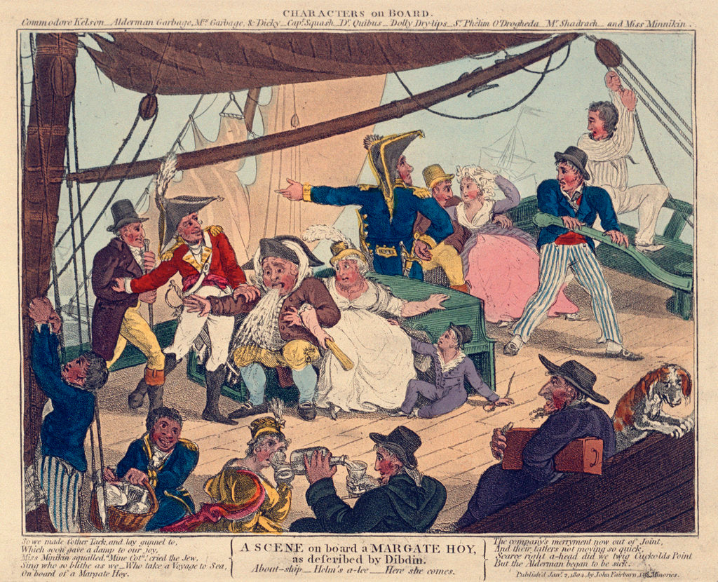 Detail of A scene on board a Margate Hoy as described by Dibden by John Fairburn