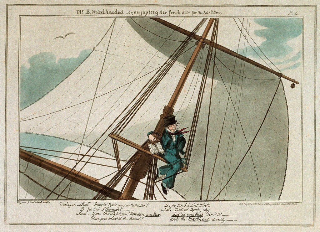 Detail of Mr. B. Mastheaded- or, enjoying the fresh air for the 304th time by George Cruikshank
