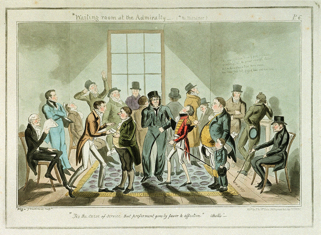 Detail of Waiting room at the Admiralty-(No Misnomer) by George Cruikshank