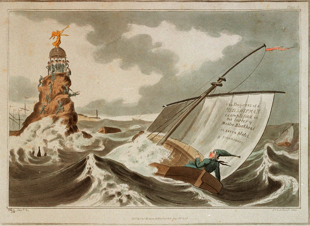 Detail of The Progress of a Midshipman exemplified in the career of Master Blockhead in seven plates & Frontispiece by George Cruikshank