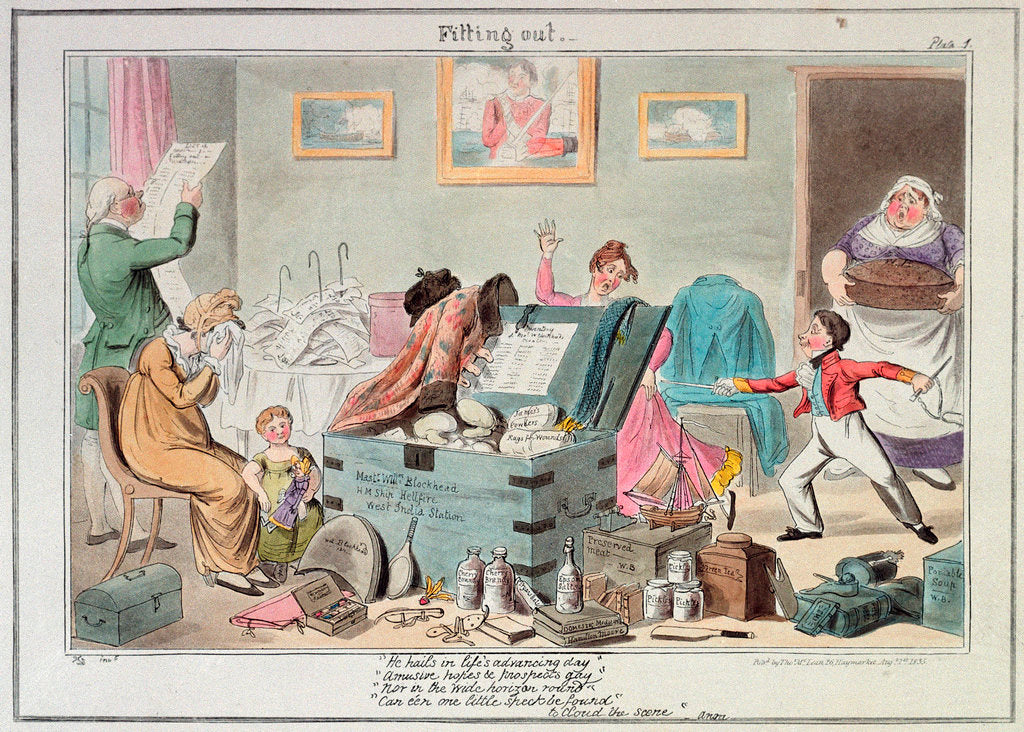 Detail of Midshipman Blockhead, Fitting out Mastr Willm Blockhead HM Ship Hellfire West India Station by George Cruikshank