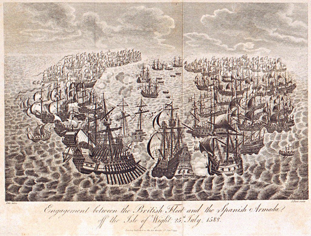 Detail of Engagement between the British Fleet and the Spanish Armada, off the Isle of Wight, 25th July 1588 by Johann Eberhard Ihle