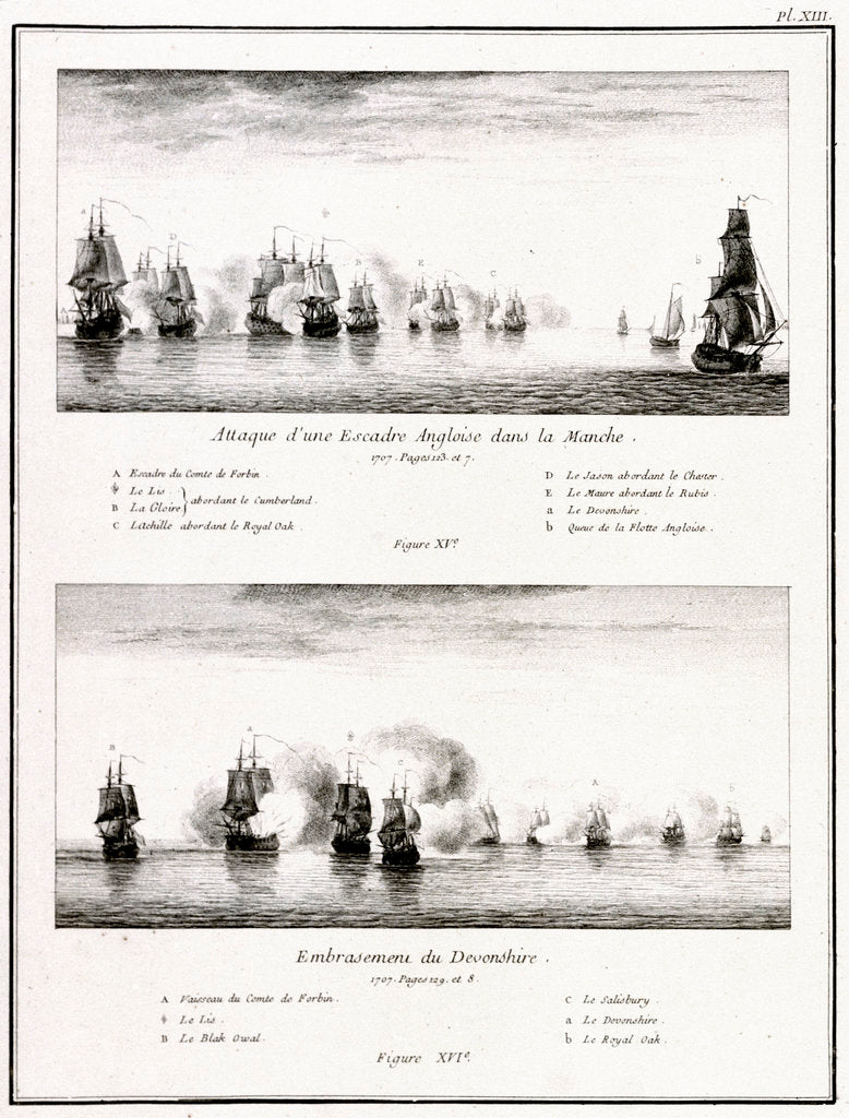 Detail of Attack of the English fleet in the Channel, 1717 by unknown