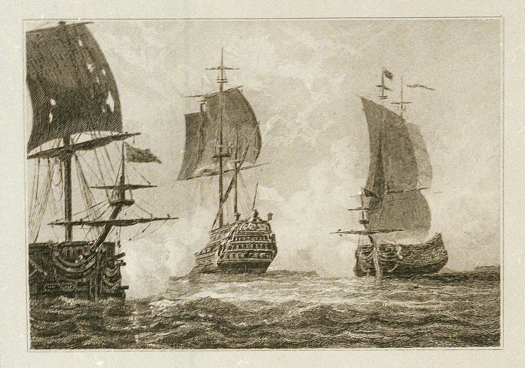 Detail of Le Tonnant Commande par Desherbiers de l'Etanduere au Combat du 25 Octobre 1747 by Ferdinand Victor Perrot