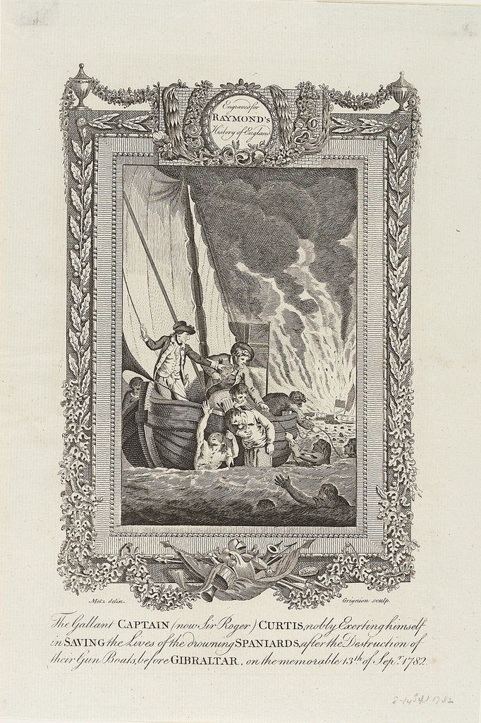 Detail of Captain Sir Roger Curtis the battle at Gibraltar, 13 September 1782 by Metz