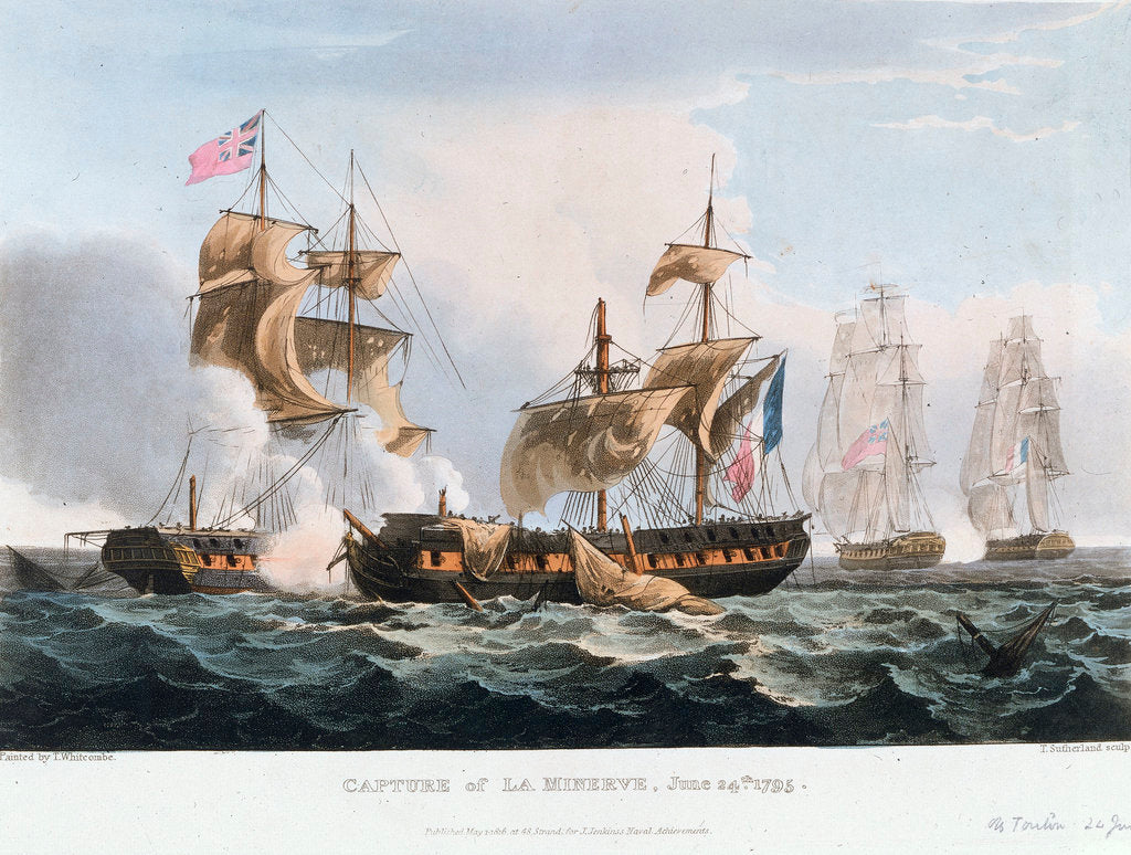 Detail of Capture of 'La Minerve' off Toulon, 24 June 1795 by Thomas Whitcombe