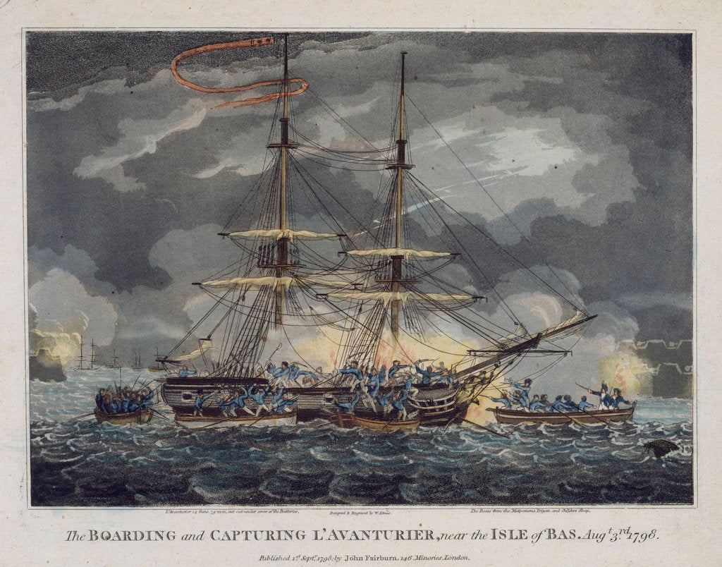 Detail of The boarding and capturing of 'L' Avanturier' near the Isle of Bas, 3 August 1798 by William Elmes