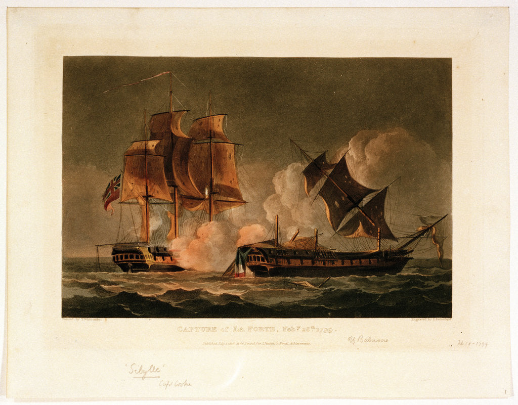 Detail of Capture of 'La Forte', 28 February 1799 by Thomas Whitcombe