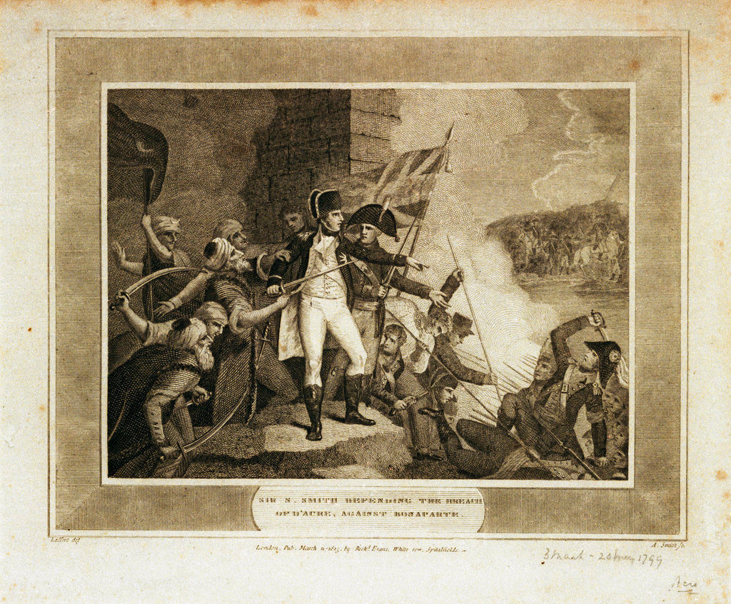 Detail of Sir S. Smith defending the breach of d' Acre against Bonaparte by Laffert