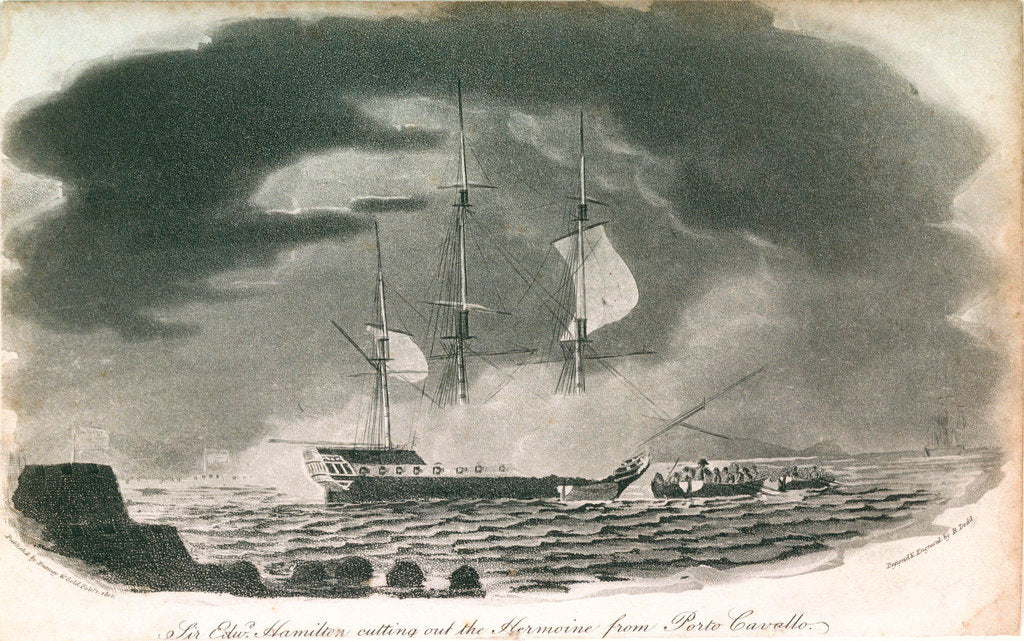 Detail of Sir Edwd Hamilton cutting out the Hermione from Porto Cavallo by Robert Dodd