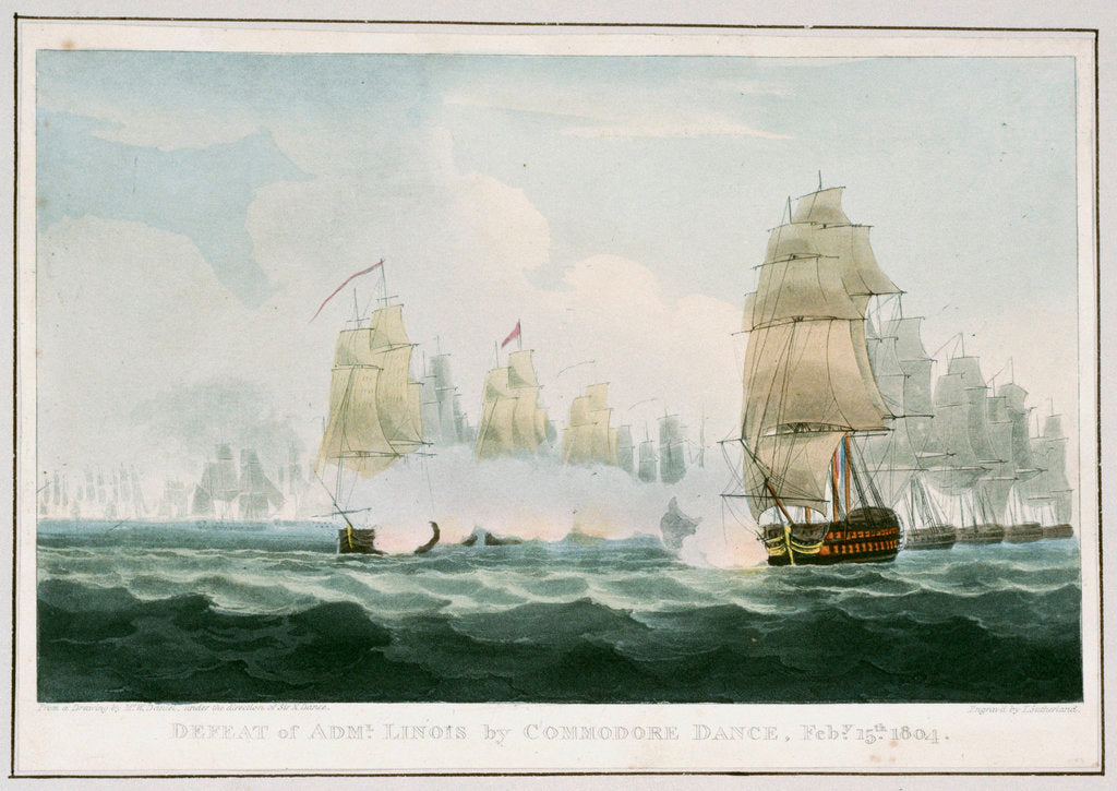 Detail of Defeat of Admiral Linois by Commodore Dance, 15 February 1804 by William Daniel