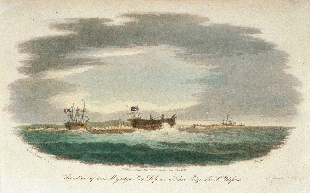 Detail of The 'San Ildefonso' captured by HMS 'Defence' by John Theophilus Lee