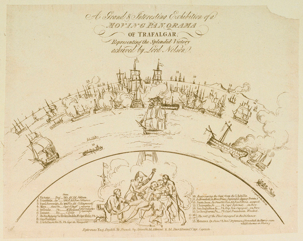 Detail of A Grand and Interesting Exhibition of a Moving Panorama of Trafalgar... by unknown