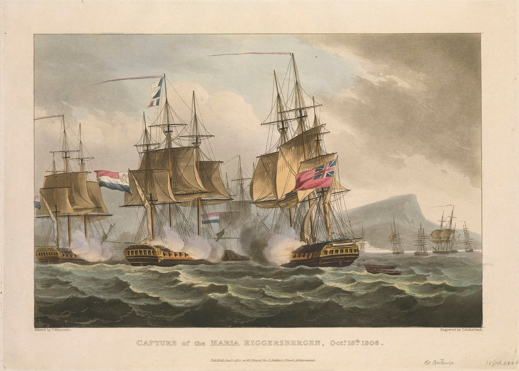 Detail of Capture of the 'Maria Riggersbergen', 18 October 1806 by Thomas Whitcombe