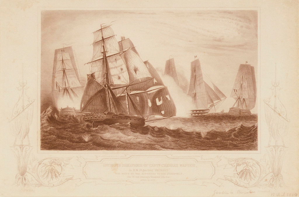 Detail of Action between the 'Recruit' and 'D' Haupoult',  15 April 1809 by G.W. Terry