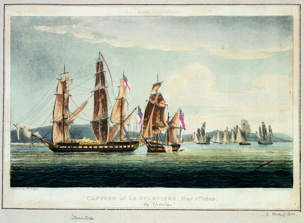 Detail of Capture of 'Le Sparviere' 3 May 1810 by Jahleel Brenton