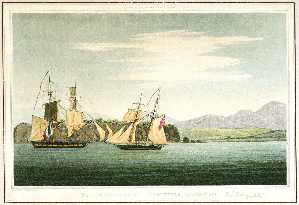 Detail of Destruction of the 'Flibustier', 13 October 1813 by Thomas Whitcombe