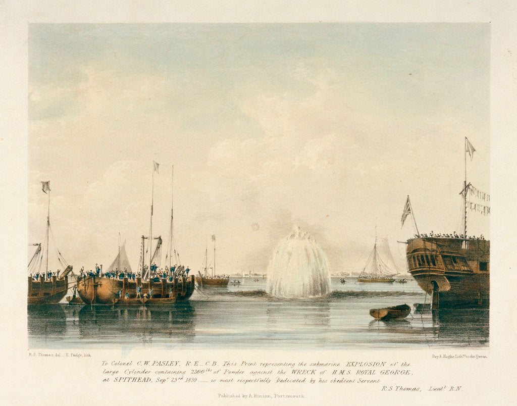 Detail of Explosion against the wreck of HMS 'St George', 23 September 1839 by Robert Strickland Thomas