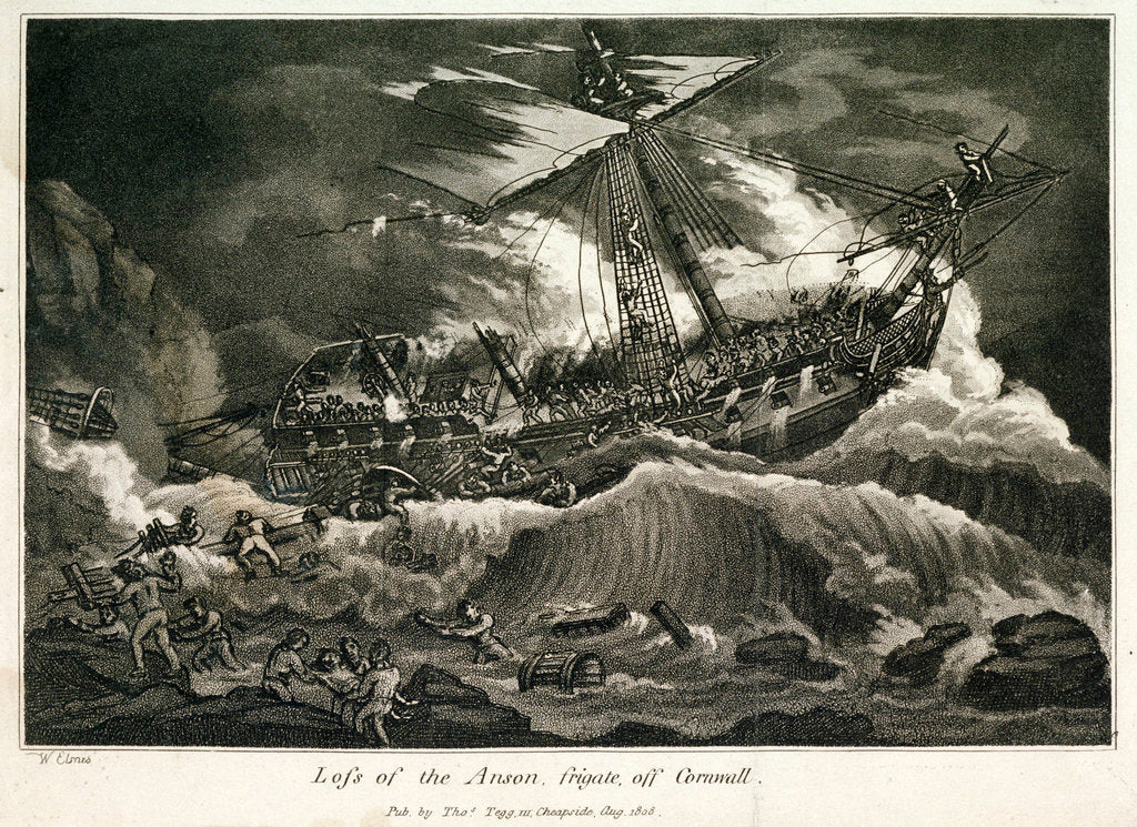 Detail of Loss of the Anson frigate, off Cornwall by William Elmes
