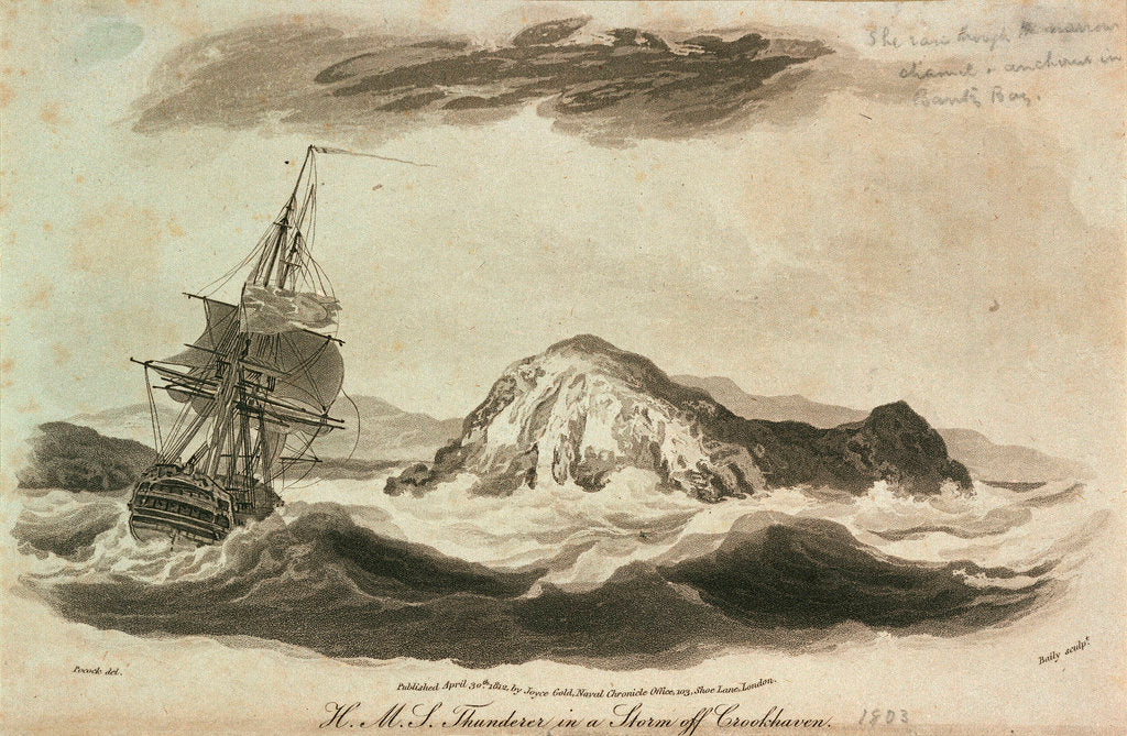 Detail of HMS 'Thunderer' in a storm off Crookhaven by Nicholas Pocock