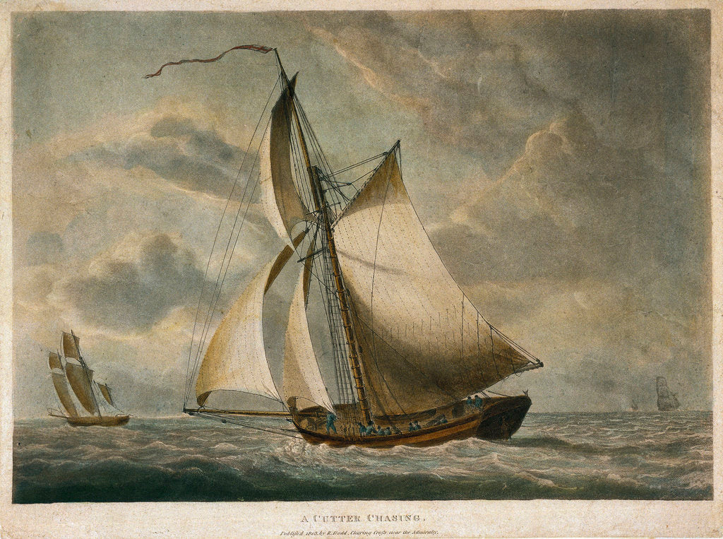 Detail of A cutter chasing by Robert Dodd