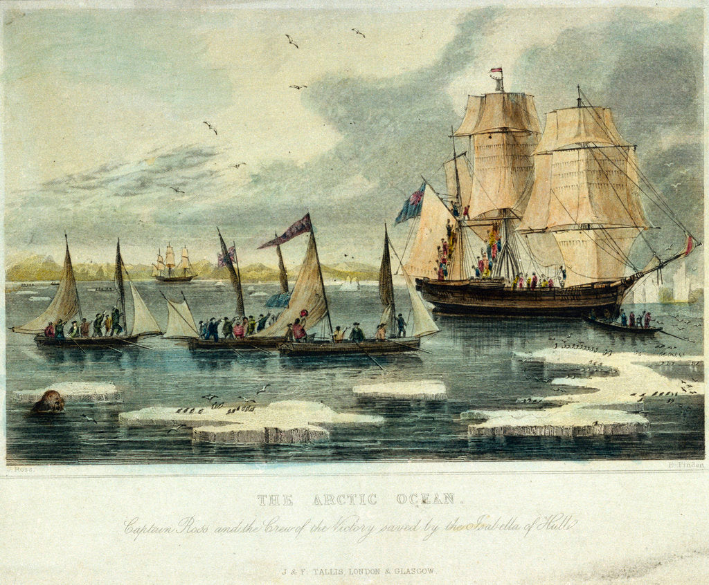 Detail of The Arctic ocean Captain Ross and the crew of the 'Victory' saved by the 'Isabella' of Hull by J. Ross