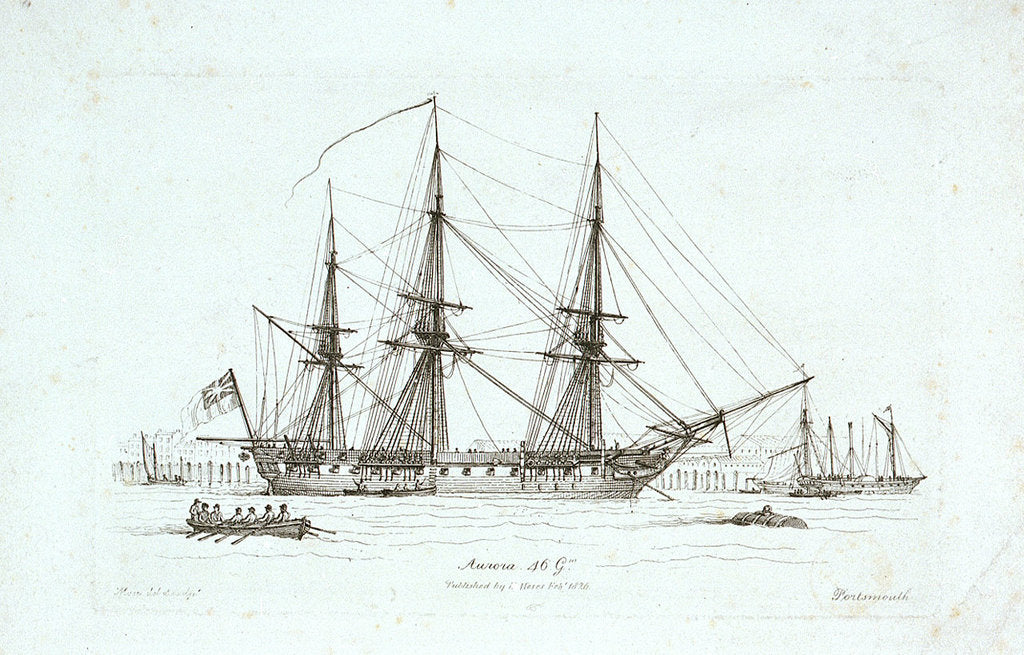 Detail of The 'Aurorah' 46 Guns, Portsmouth by Henry Moses
