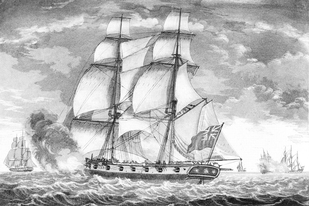 Detail of A King's brig in chase of a privateer by William Elmes