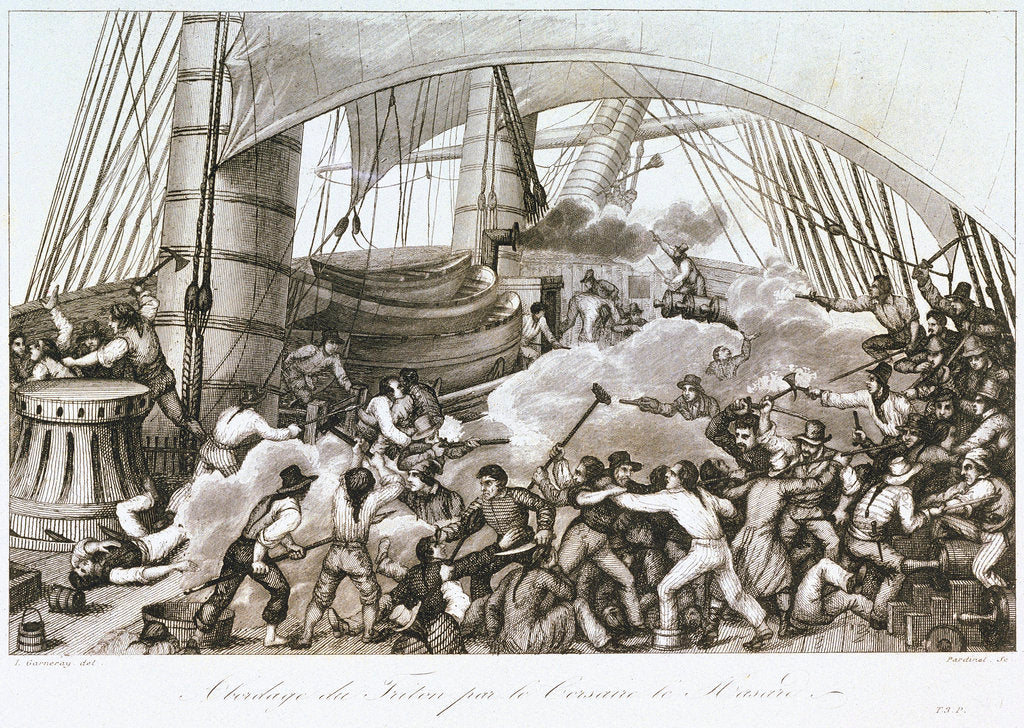 Detail of Abordage du Triton par le Corsaire le Hasard. France Maritime by I. Garneray