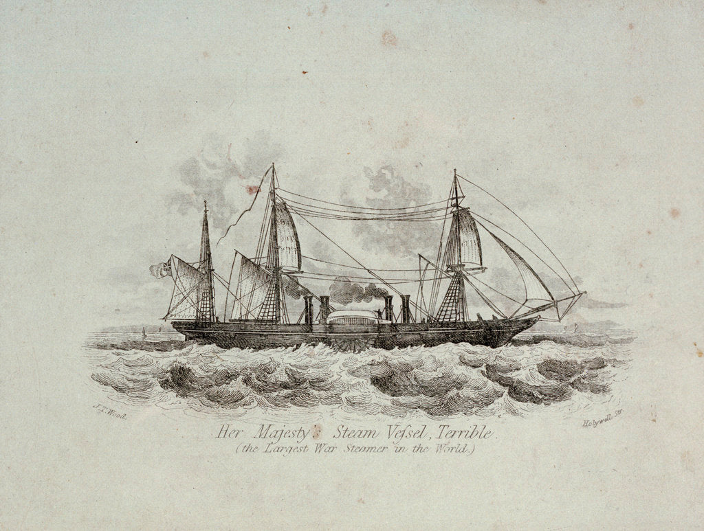 Detail of HMS 'Terrible' (the largest War Steamer in the World) by J.T. Wood