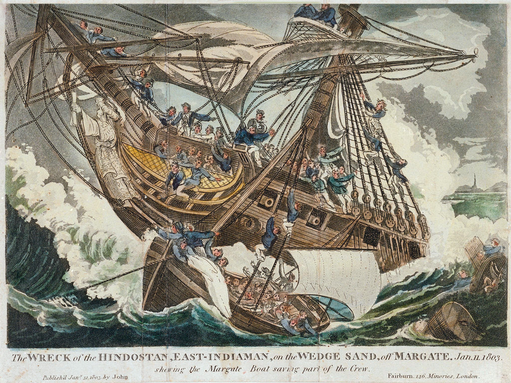 Detail of The wreck of the East Indiaman 'Hindostan' by John Fairburn