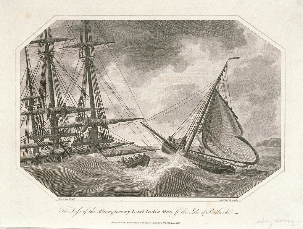 Detail of The loss of the East Indiaman 'Abergaveny' off the isle of Portland by Richard Corbould