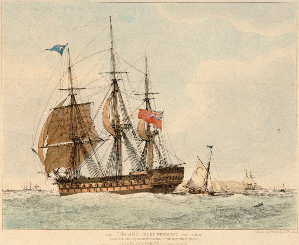 Detail of The East Indiaman 'Thames' by Edward William Cooke