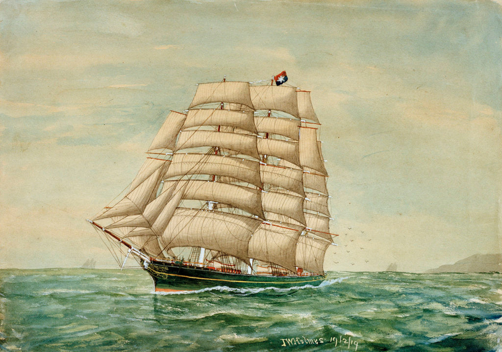 Detail of 'Salamis' under way by J.W. Holmes