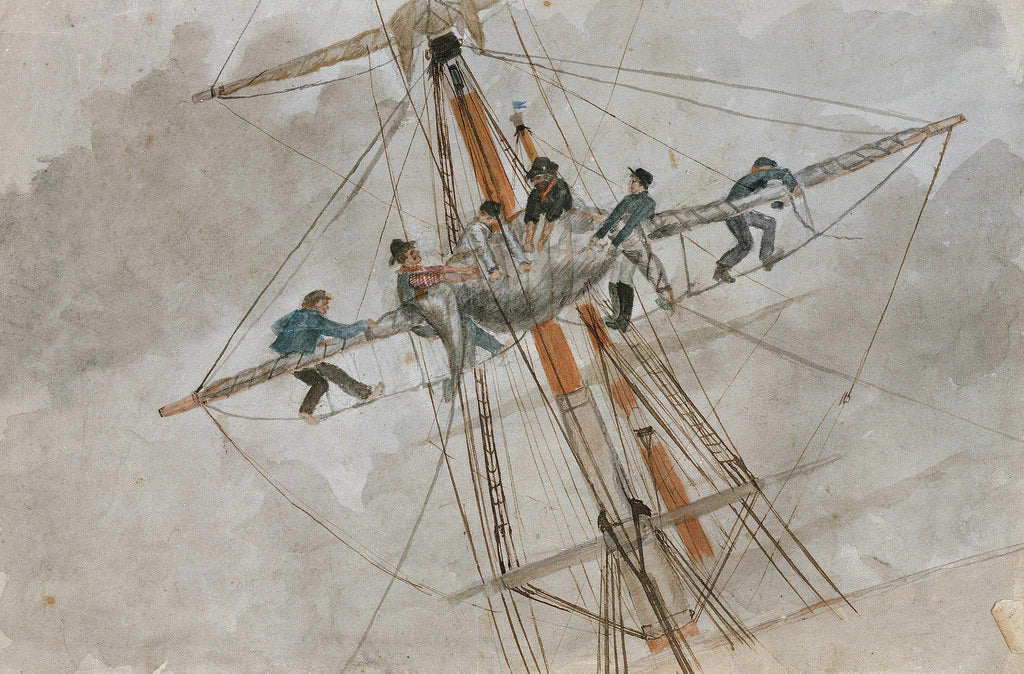 Detail of Argonaut, reefing a sail by A.J.V. Chodzco