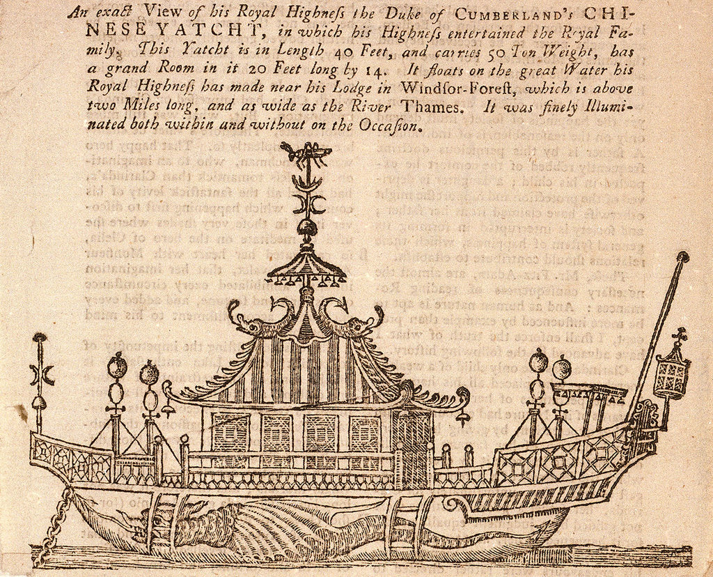 Detail of HRH the Duke of Cumberland's Chinese yacht by unknown