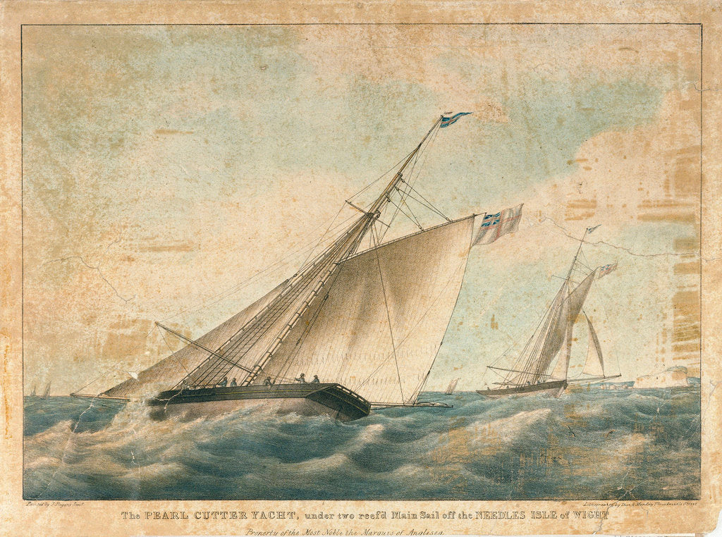 Detail of The cutter yacht 'Pearl' by J. Rogers Senior