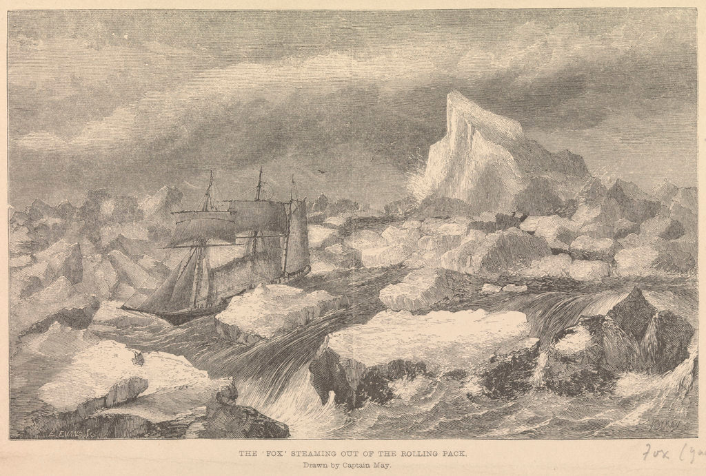 Detail of The 'Fox' (1855) steaming out of the rolling pack by Walter William May