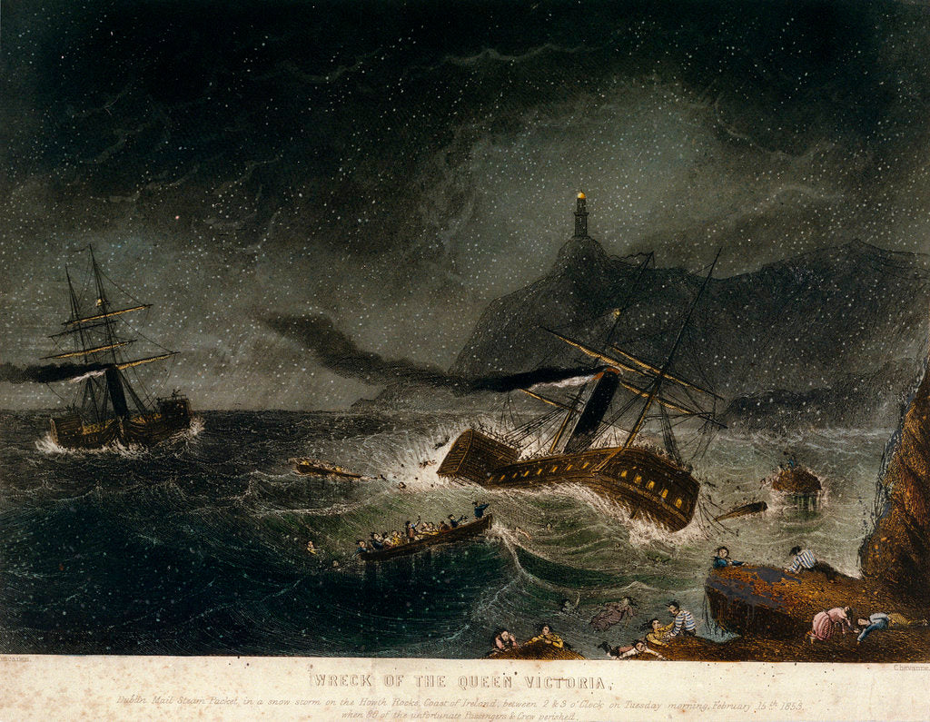 Detail of Wreck of the mail steam packet  'Queen Victoria' by Chavanne