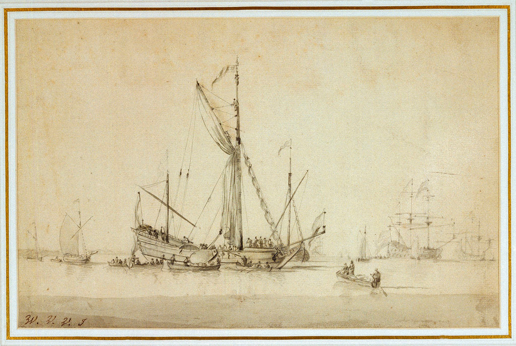 Detail of P&O vessel SS 'Hindostan' leaving Southampton to open the Indian Mail Service, 24 September 1842 by unknown