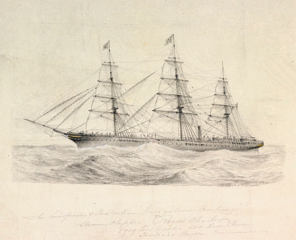 Detail of The Liverpool & Australian Navigation Company's Steam Clipper 'Royal Charter' by Francis Boyce Commander